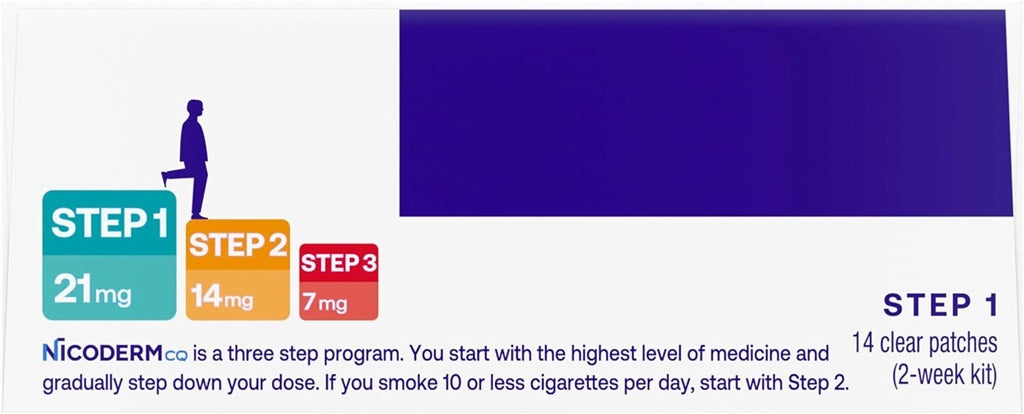 NicoDerm CQ Step 1 Nicotine Patches to Quit Smoking, 21 mg, Stop Smoking Aid, 14 Count