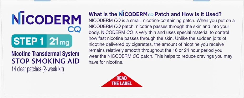 NicoDerm CQ Step 1 Nicotine Patches to Quit Smoking, 21 mg, Stop Smoking Aid, 14 Count
